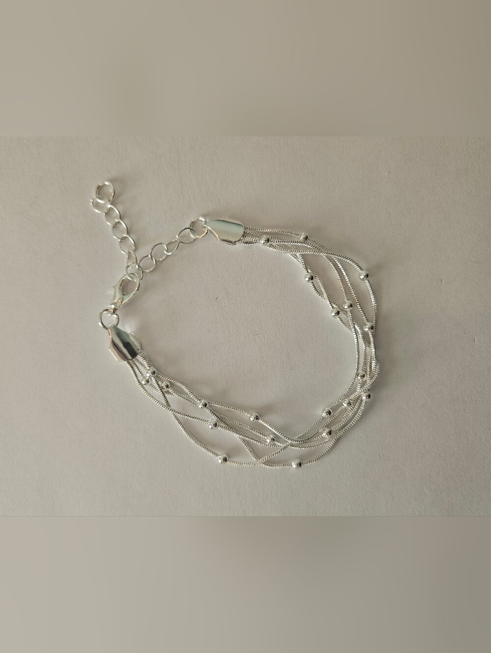 NWT Silver Multi-Strand Beaded Bracelet Bridal Wedding Prom Party Feminine